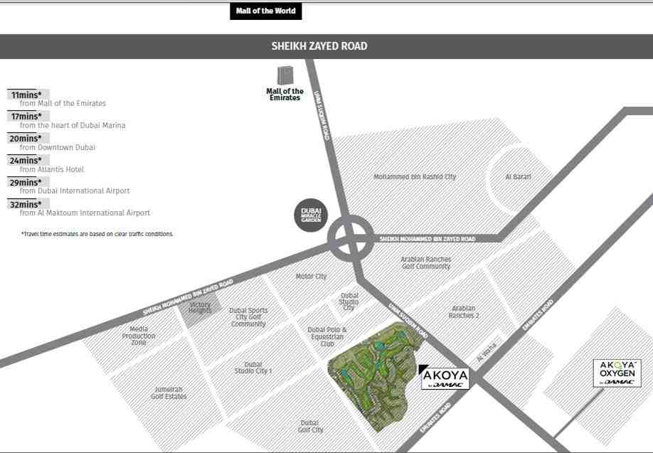 Golf Condominiums Akoya By DAMAC location map