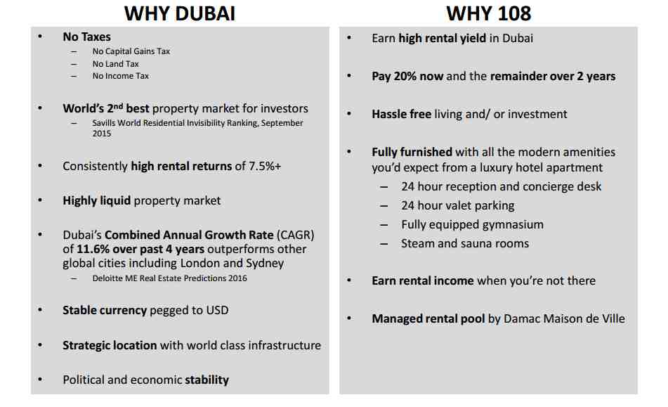 WHY INVEST IN Damac Tower 108